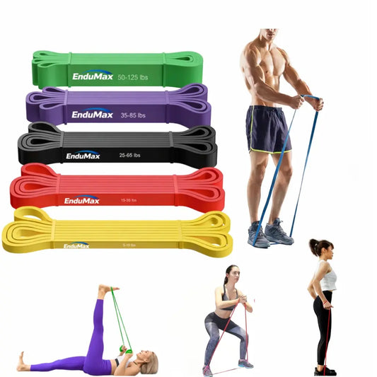 Resistance Bands Set of 5, 100% Natural Latex Exercise Bands, 5 Resistance Levels Light to Heavy, Durable Non-Slip Workout Bands for Fitness, Strength Training, Yoga, Pilates, Physical Therapy, Stretching, Abdominal Core Ab Roller