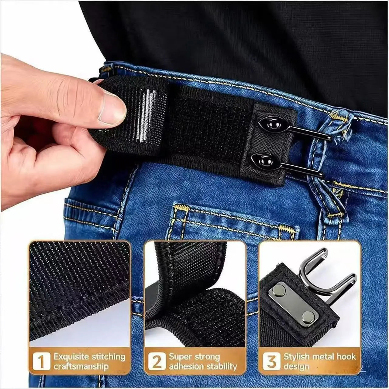 Double-Strap Tactical Hook Elastic Waistband — No-Buckle Concealed Closure with Velcro Fastening; the No-Buckle System Is Suitable for Hunting, Fishing, Camping, and Casual Home Wear—Compatible with Uniforms, Tactical Gear, and Outdoor Activities (Unisex