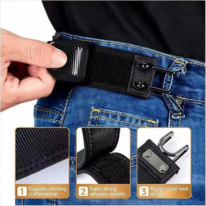 Double-Strap Tactical Hook Elastic Waistband — No-Buckle Concealed Closure with Velcro Fastening; the No-Buckle System Is Suitable for Hunting, Fishing, Camping, and Casual Home Wear—Compatible with Uniforms, Tactical Gear, and Outdoor Activities (Unisex
