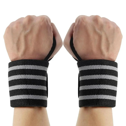 Wrist Wraps for Weightlifting Gym Bodybuilding Workout, 13" Red and Black with 4 Stripes, Adjustable Long Velcro, Wrist Band for Men and Women