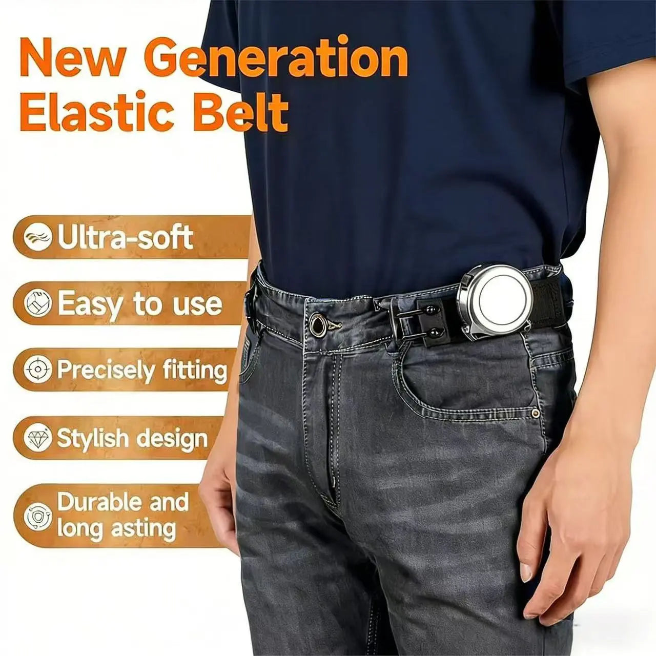 Double-Strap Tactical Hook Elastic Waistband — No-Buckle Concealed Closure with Velcro Fastening; the No-Buckle System Is Suitable for Hunting, Fishing, Camping, and Casual Home Wear—Compatible with Uniforms, Tactical Gear, and Outdoor Activities (Unisex