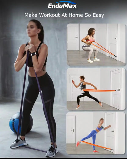 Resistance Bands Set of 5, 100% Natural Latex Exercise Bands, 5 Resistance Levels Light to Heavy, Durable Non-Slip Workout Bands for Fitness, Strength Training, Yoga, Pilates, Physical Therapy, Stretching, Abdominal Core Ab Roller